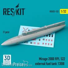 ResKit Models RSU32-0122 - Mirage 2000 RPL 522 external fuel tank 1300lt (3D Printed)
