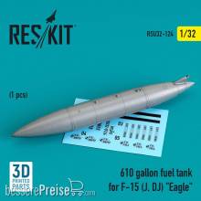 ResKit Models RSU32-0124 - 610 gallon fuel tank for F-15 (J, DJ) Eagle (1 pcs) (3D Printed)