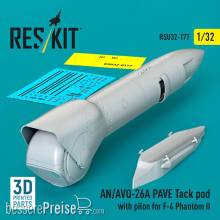 ResKit Models RSU32-0177 - AN/AVQ-26A PAVE Tack pod with pilon for F-4 Phantom II (3D Printed)