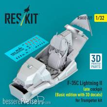 ResKit Models RSU32-0227 - F-35C Lightning II late cockpit (Basic edition with 3D decals) for Trumpeter kit (3D Printed)