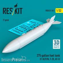 ResKit Models RSU32-0241 - 275 gallon fuel tank (F-5E/F/N, F-20, AT-3) (1 pcs) (3D Printed)