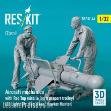 ResKit Models RSF32-0046 - Aircraft mechanics with Red Top missile (on transport trolley) (EE Lightning, Sea Vixen, Hawker Hunter) (2 pcs) (3D Printed)