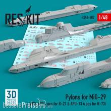 ResKit Models RS48-0402 - Pylons for MiG-29 (APU-470 2 pcs for R-27 & APU-73 4 pcs for R-73) (3D Printed)