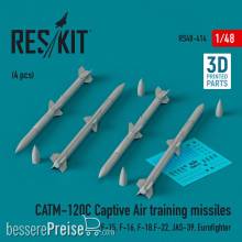 ResKit Models RS48-0414 - CATM-120C Captive air training missiles (4 pcs) (F-15, F-16, F-18,F-22, JAS-39, Eurofighter) (3D Printed)