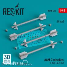 ResKit Models RS48-0423 - AAM-3 missiles (4 pcs) (F-4EJ, F-2, F-15J) (3D Printed)
