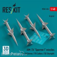 ResKit Models RS48-0454 - AIM-7A Sparrow I missiles (4 pcs) (F-3H Demon, F7U Cutlass, F3D Skynight) (3D Printed)