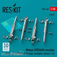 ResKit Models RS48-0460 - Meteor BVRAAM missiles (4 pcs) (Rafale, Mirage 2000, JAS-39 Gripen, Eurofighter Typhoon, F-35) (3D Printed)