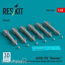 ResKit Models RS48-0463 - AASM-250 Hammer thermally protected bombs (6 pcs) (Mirage 2000, Rafale, MiG-29) (3D Printed)