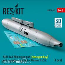 ResKit Models RS48-0469 - SUU-16A 20mm gun pod (close gun bay) with centerline pylon for F-4 Phantom II (C,D) (1 pcs) (3D Printed)