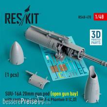 ResKit Models RS48-0470 - SUU-16A 20mm gun pod (open gun bay) with centerline pylon for F-4 Phantom II (C,D) (1 pcs) (3D Printed)