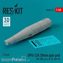 ResKit Models RS48-0475 - GPU-2/A 20mm gun pod (1 pcs) (OV-10A, A-4, A-37, AH-1G) (3D Printed)