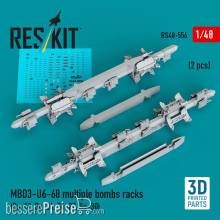ResKit Models RS48-0556 - MBD3-U6-68 multiple bombs racks (2 pcs) (Su-17, Su-24, Su-27, Su-30) (3D Printed)