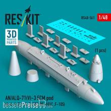 ResKit Models RS48-0561 - AN/ALQ-71(V)-3 ECM pod (A-4, A-7, F-4, F-100, RF-101C, F-105) (1pcs) (3D Printed)