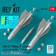 ResKit Models RS48-0563 - AGM-62 Walleye II missiles (2 pcs) with AN/AWG-16 data link pod (1 pcs) (A-4, A-6, A-7, F-4, F/A-18) (3D Printed)