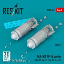 ResKit Models RS48-0568 - FAB-500 M-54 bombs (2 pcs) (Su-17, Su-22, Su-24, Su-25) (3D Printed)