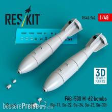 ResKit Models RS48-0569 - FAB-500 M-62 bombs (2 pcs) (Su-17, Su-22, Su-24, Su-25, Su-30) (3D Printed)