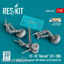 ResKit Models RSU48-0243 - CF-18 Hornet (CF-188) (RCAF) landing gears with wheels set for Kinetic kit (3D Printed)