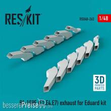 ResKit Models RSU48-0263 - Bf-109E (E1,E4,E7) exhaust for Eduard kit (3D Printed)