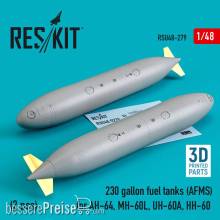 ResKit Models RSU48-0279 - 230 gallon fuel tanks (AFMS) for AH-64, MH-60L, UH-60A, HH-60 (2 pcs) (3D Printed)