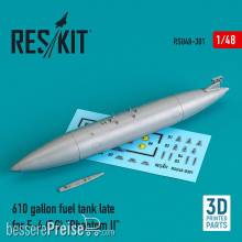 ResKit Models RSU48-0301 - 610 gallon fuel tank late F-4 (F,G) Phantom II (3D Printed)