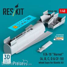 ResKit Models RSU48-0388 - F/A-18 Hornet (A, B, C, D & CF-18) wheel bays for Kinetic kit (3D printed)