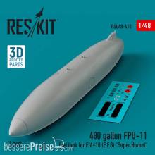 ResKit Models RSU48-0410 - 480 gallon FPU-11 fuel tank for F/A-18 (E,F,G) Super Hornet (1 pcs) (3D Printed)