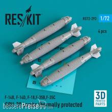 ResKit Models RS72-0293 - GBU-38 bombs thermally protected (4 pcs) (F-14B, F-14D, F-18,F-35B,F-35C) (3D Printed)