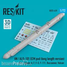 ResKit Models RS72-0419 - AN / ALQ-101 ECM pod (long length version) (F-4, Jaguar, A-7, F-5, F-111, Buccaneer, Vulcan) (3D Printed)