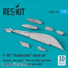 ResKit Models RSU72-0193 - F-105 Thunderchief detail set (coolers, exit ejector, fuel vent mast, tail hook,ventral fin, air conditioning ram inlet) (3D Printed)