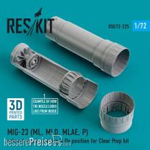 ResKit Models RSU72-0225 - MIG-23 (ML, MLD, MLAE, P) exhaust nozzle parking & fly position for Clear Prop kit (3D Printed)