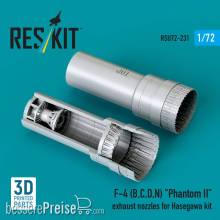 ResKit Models RSU72-0231 - F-4 (B, C, D, N) Phantom II exhaust nozzles for Hasegawa kit (3D Printed)
