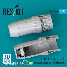 ResKit Models RSU72-0234 - F?15 Eagle/Strike Eagle (A,B,C,D,E early,J) F100-PW-220 open exhaust nozzles for Fine Molds kit (3D Printed)