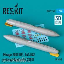 ResKit Models RSU72-0246 - Mirage 2000 RPL 541/542 external fuel tanks 2000lt (2 pcs) (3D Printed)