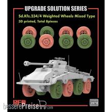 Rye Field Model RFM2078 - Sd.Kfz.234/4 3D Printed Wheels Mixed Type (Type A 4 pcs + Type B 4 pcs)