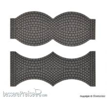 Vollmer 48244 - H0 Straßenplatte Kopfsteinpflaster, je 2 Endstücke L 1,7 cm x B 8 cm