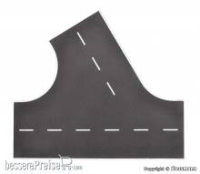 Vollmer 48264 - H0 Straßenplatte Asphalt aus Steinkunst, 60°-Einmündung nach links, L 22 x B 19,5 cm