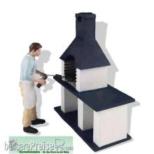 Prehm-Miniaturen 500602 - Mann am Gartengrill mit großem Grillkamin - Metallfigur