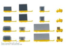 Herpa 520638 - Flughafenzubehör: Container-Fahrzeuge neu (2x 2 Zugmaschinen, 2x 6 Container)