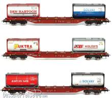 B-Models 54.303 - Containertragwagen Set 4 : NMBS Set