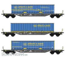 B-Models 54.304 - 3-teiliges Set Containerwagen GTS ´Alberti e Santi´ - Ep.VI