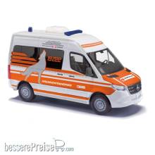 Busch 54055 - Mercedes-Benz Sprinter Hochdach Bus, kurzer Radstand, Malteser Wolfsburg