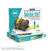 AK Interactive AK19300 - MASTER ACRYLIC WASH SET FULL RANGE 18 COLORS