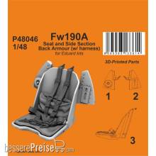 CMK 129-P48046 - Fw190A Seat and Side Section Back Armour (w/ harness) for Eduard