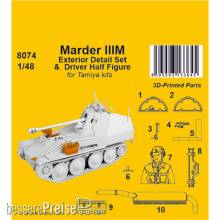 CMK 129-8074 - Marder IIIM Exterior Detail Set & Driver Half Figure for Tamiya