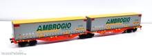 B-Models 59.310 - Doppel-Containerwagen - Wascosa CH ´AMBROGIO shuttle´ - Ep.VI