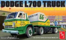 Round2 591368 - 1/25 1966 Dodge L700 Truck w/Flatbed Racing Traile