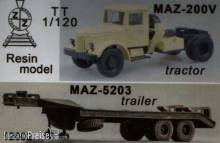 ZZ Modell ZZ12002 - 1:120 MAZ-200V & MAZ-5203 trailer
