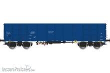 Albert Modell 597042 - Polnischer offener Güterwagen PL-DEPOL, Bauart Eaos, in blauer Farbgebung mit schwarzen UIC-Drehgestellen Typ Y und vier Türen, Ep.VI