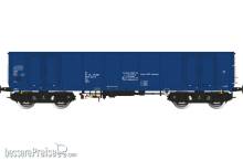 Albert Modell 597043 - Polnischer offener Güterwagen der PL-PCCRB, Bauart Eas 3013, in blauer Farbgebung mit schwarzen ORE-A-Drehgestellen und mit vier Türen, Ep.VI