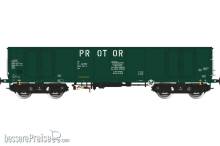 Albert Modell 597044 - Polnischer offener Güterwagen PL-PROT (PROTOR), Bauart Eas, in grüner Farbgebun mit schwarzen ORE-A-Drehgestellen und mit vier Türen, Ep.VI